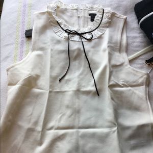 J.crew cream blouse with velvet detail